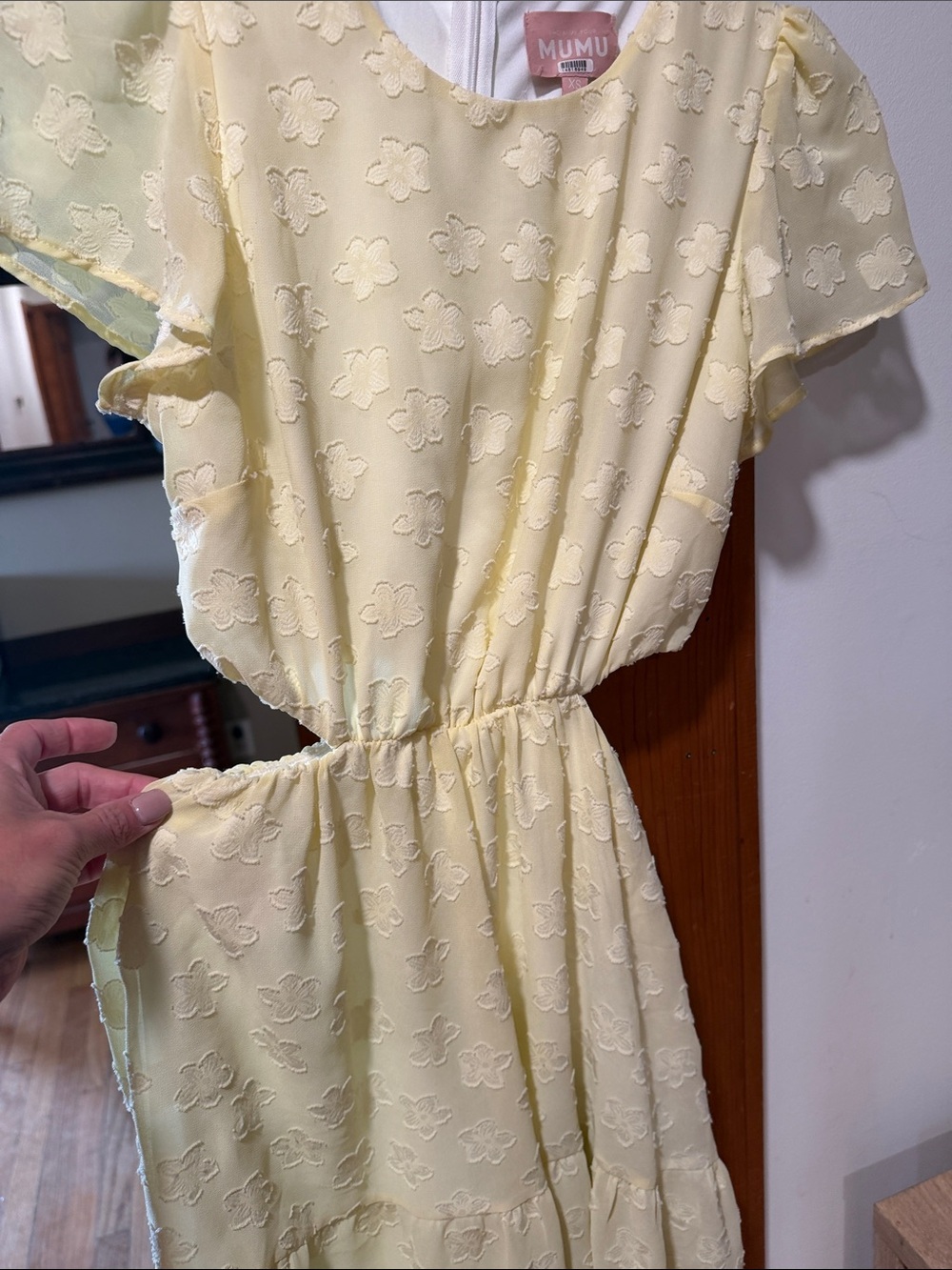 Show Me Your MuMu Pale Yellow Floral Midi Dress - Picture 3 of 3